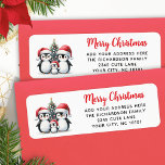 Modern Red Merry Christmas Schattigee pinguïns fam Etiket<br><div class="desc">Creëer unieke witte en rode Merry Christmas retour adreslabels met een leuke pinguïns familie illustratie in de buurt van een kerstboom. De sjabloon maakt het gemakkelijk om uw adres in te typen.</div>
