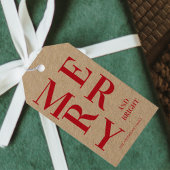 Modern Red Merry en Bright Feestdagen Cadeaulabel