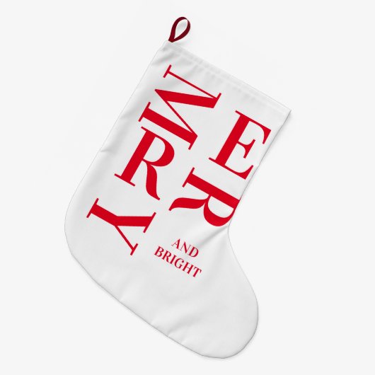 Modern Red Merry en Bright Feestdagen Grote Kerstsok (Voorkant (Hangend))