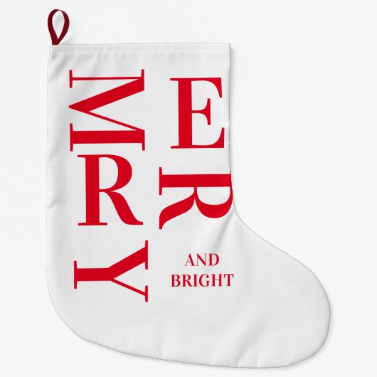 Modern Red Merry en Bright Feestdagen Grote Kerstsok (Voorkant)