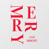 Modern Red Merry en Bright Feestdagen Raamsticker (Vel)