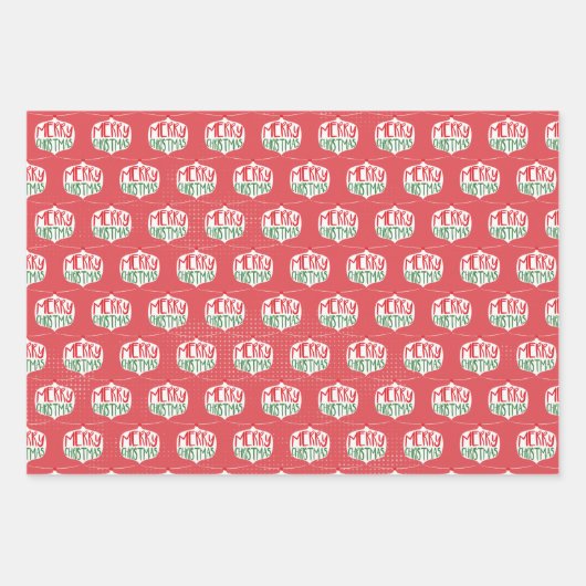 Modern Red Merry kerst Inpakpapier Vel (Voorkant)