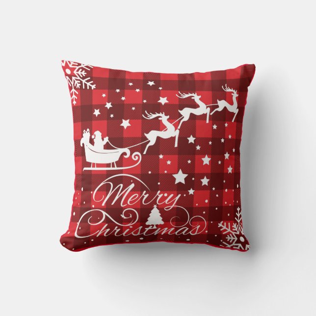 Modern Red Merry kerst Kussen (Voorkant)