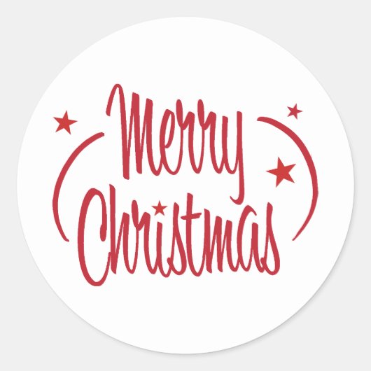 Modern Red Merry kerst Ronde Sticker (Voorkant)