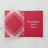 Modern Red Merry kerst | Voeg je familienaam toe Feestdagen Kaart (Binnen)