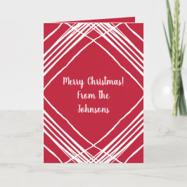 Modern Red Merry kerst | Voeg je familienaam toe Feestdagen Kaart