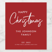 Modern Red Merry kerst Wijn Etiket (Enkel label)