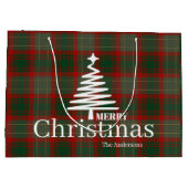 Modern Red Merry kerstboom script tartan rood Groot Cadeauzakje (Achterkant)