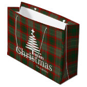 Modern Red Merry kerstboom script tartan rood Groot Cadeauzakje (Voorkant Gekanteld)
