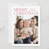 Modern Red Merry-kerstfoto Feestdagenkaart (Voorkant)