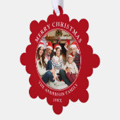 Modern Red Merry-kerstfoto Ornament Kaart (Links)
