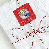 Modern Red Merry-kerstfoto Vierkante Sticker