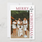 Modern Red Merry-kerstfotokaartje Feestdagenkaart (Voorkant)