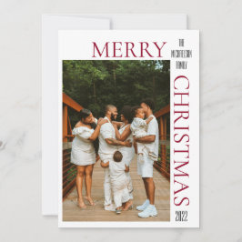 Modern Red Merry-kerstfotokaartje Feestdagenkaart