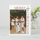 Modern Red Merry-kerstfotokaartje Feestdagenkaart (Staand voorkant)