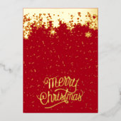 Modern Red Merry-kerstfotoserie Folie Feestdagenkaart (Voorkant)