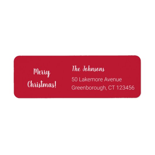 Modern Red Merry-kerstterugzendadres Etiket (Voorkant)