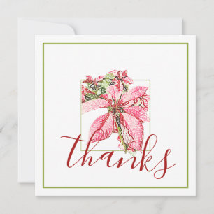 Modern Red Merry Poinsettia Holiday Bedankkaart