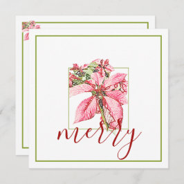 Modern Red  Merry Poinsettia Holiday Flat Kaart