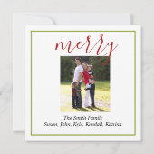 Modern Red  Merry Poinsettia Holiday Flat Notitiekaartje (Achterkant)