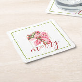 Modern Red  Merry Poinsettia Holiday Kartonnen Onderzetters (Schuin)