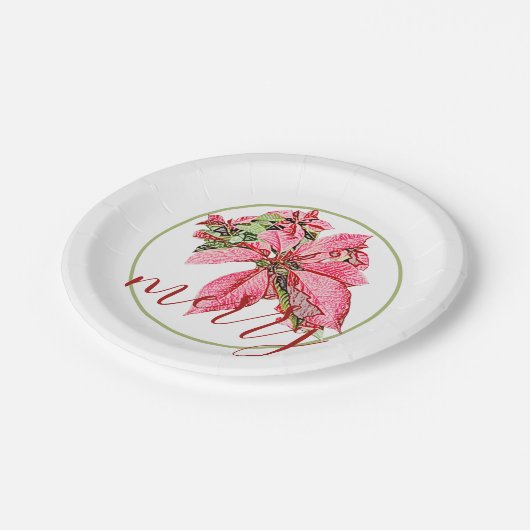 Modern Red  Merry Poinsettia Holiday Papieren Bordje (Gekanteld)