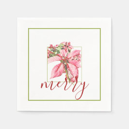 Modern Red  Merry Poinsettia Holiday Servet