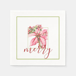 Modern Red  Merry Poinsettia Holiday Servet