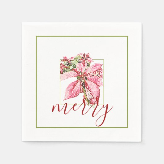 Modern Red  Merry Poinsettia Holiday Servet (Voorkant)