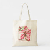 Modern Red  Merry Poinsettia Holiday Tote Bag (Achterkant)