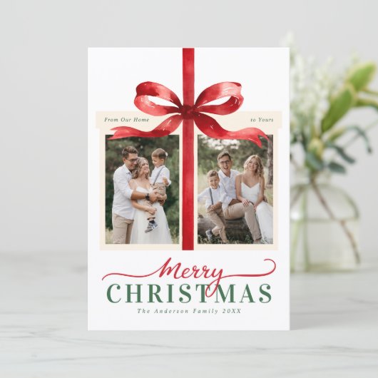 Modern Red Minimalist Merry Christmas Feestdagenkaart (Staand voorkant)