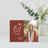 Modern Red Minimalist Photo Afstuderen Hartelijk d Briefkaart (Staand voorkant)