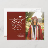 Modern Red Minimalist Photo Afstuderen Hartelijk d Briefkaart (Voorkant / Achterkant)