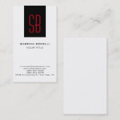 Modern Red Monogram Stripe White Visitekaartje (Voorkant / Achterkant)
