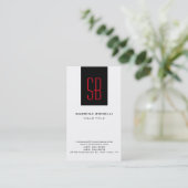 Modern Red Monogram Stripe White Visitekaartje (Staand voorkant)