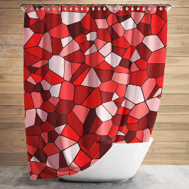Modern Red Mosaic Pattern Douchegordijn
