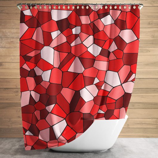 Modern Red Mosaic Pattern Douchegordijn