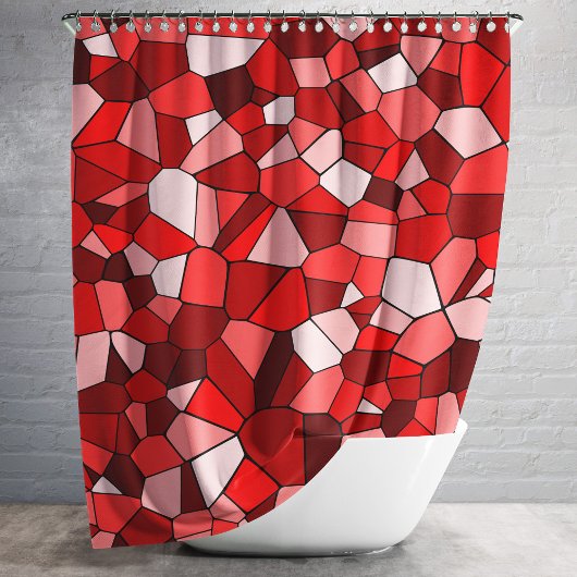 Modern Red Mosaic Pattern Douchegordijn