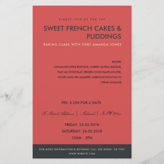 MODERN RED NAVY PHOTO TEMPLATE CLASSES WORKSHOP FLYER (Voorkant)