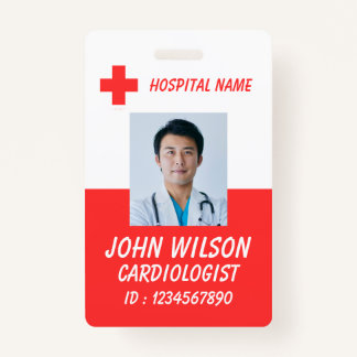 Modern Red Nurse Photo ID Badge Template