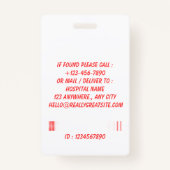 Modern Red Nurse Photo ID Badge Template (Achterkant)