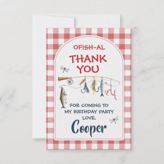 Modern Red Ofishally One 1st Birthday  Bedankkaart (Voorkant)