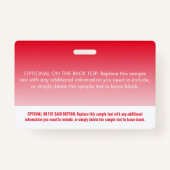 Modern Red Ombre Professional Name Tag Badge (Achterkant)