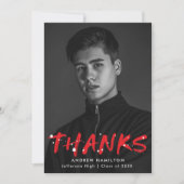 Modern Red Paint Splatter Photo Afstuderen Bedankkaart (Voorkant)