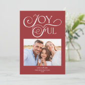 Modern Red Pattern Joyful Holiday Foto Feestdagenkaart (Staand voorkant)