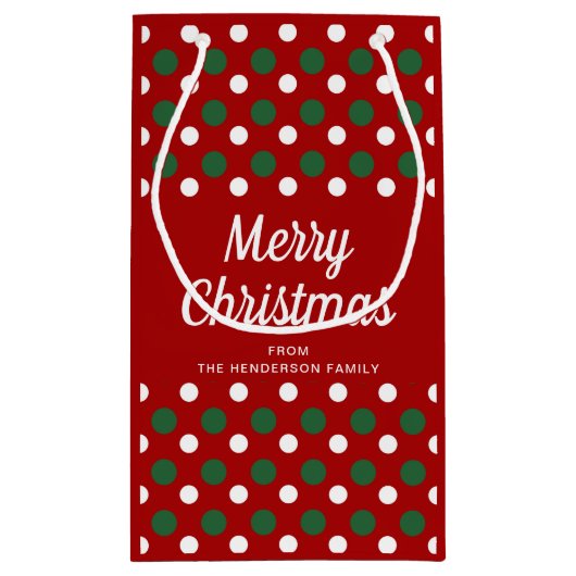 Modern Red Pattern Merry Kerstry Klein Cadeauzakje (Achterkant)