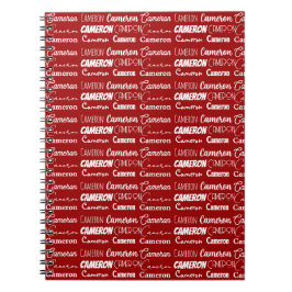 Modern Red Personalized Name Collage Notitieboek