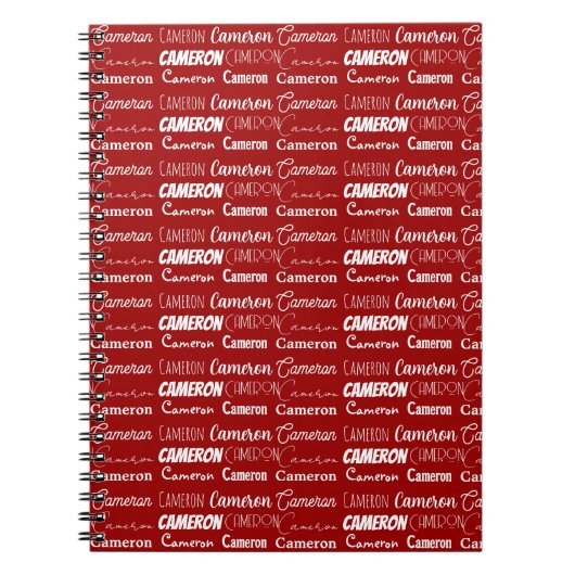Modern Red Personalized Name Collage Notitieboek (Voorkant)