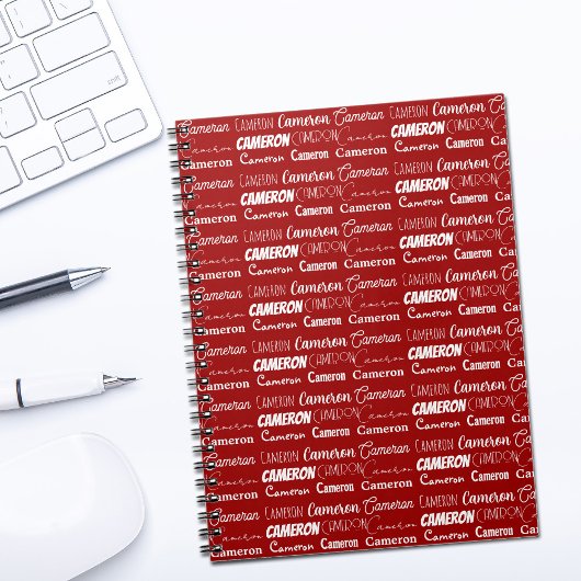 Modern Red Personalized Name Collage Notitieboek