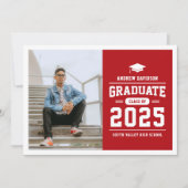 Modern Red Photo Afstuderen Aankondiging (Voorkant)